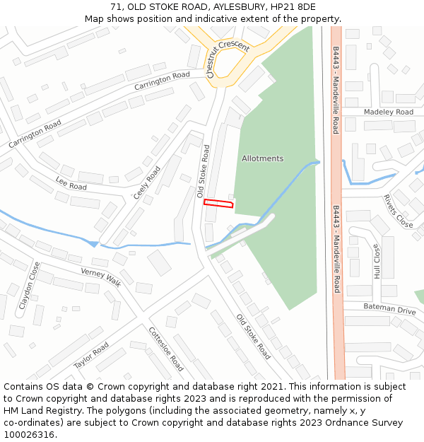 71, OLD STOKE ROAD, AYLESBURY, HP21 8DE: Location map and indicative extent of plot