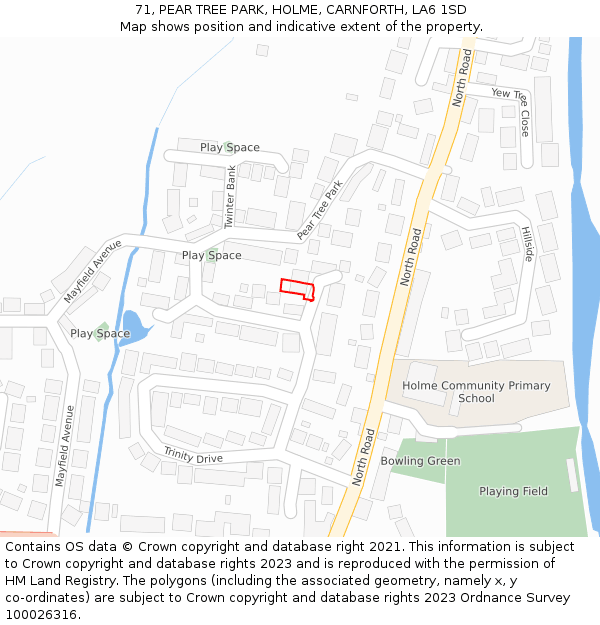 71, PEAR TREE PARK, HOLME, CARNFORTH, LA6 1SD: Location map and indicative extent of plot