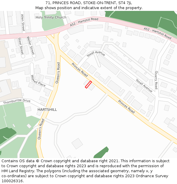 71, PRINCES ROAD, STOKE-ON-TRENT, ST4 7JL: Location map and indicative extent of plot