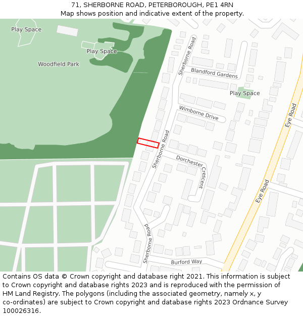 71, SHERBORNE ROAD, PETERBOROUGH, PE1 4RN: Location map and indicative extent of plot