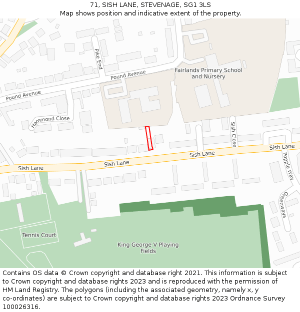 71, SISH LANE, STEVENAGE, SG1 3LS: Location map and indicative extent of plot