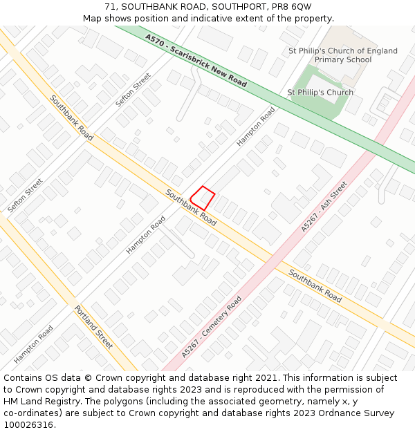 71, SOUTHBANK ROAD, SOUTHPORT, PR8 6QW: Location map and indicative extent of plot