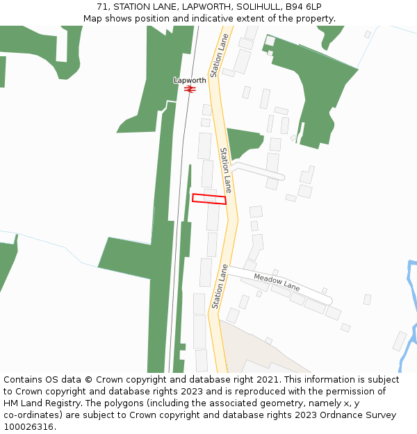 71, STATION LANE, LAPWORTH, SOLIHULL, B94 6LP: Location map and indicative extent of plot