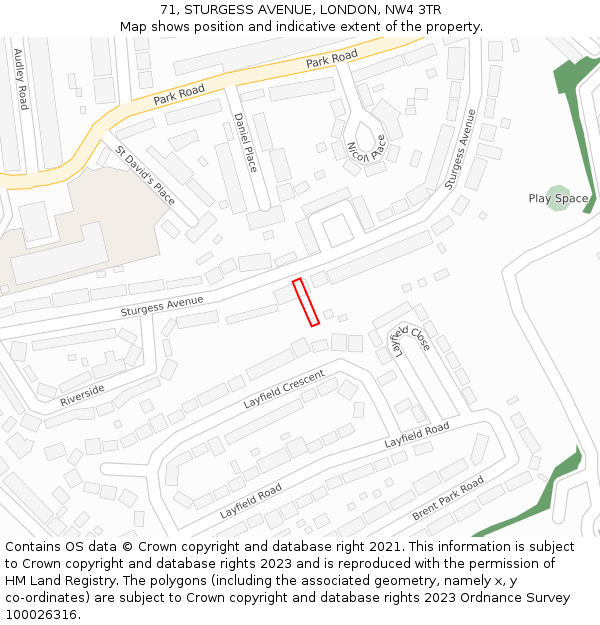 71, STURGESS AVENUE, LONDON, NW4 3TR: Location map and indicative extent of plot
