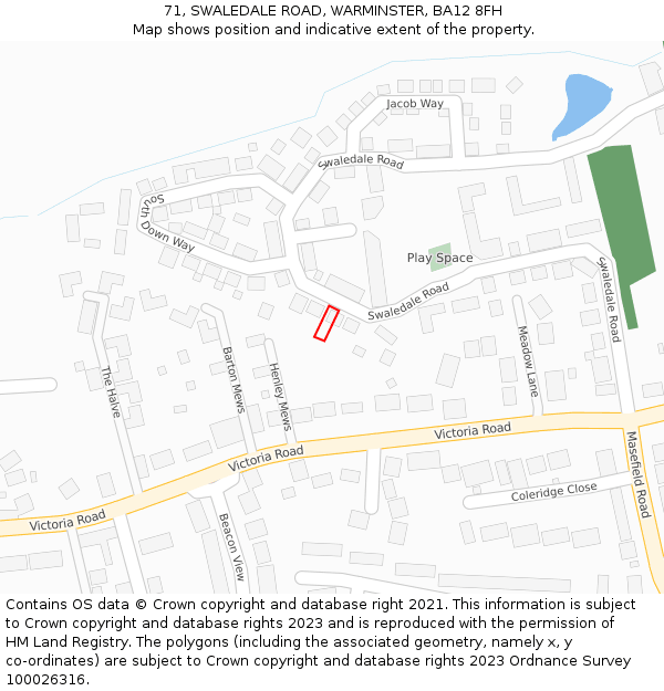 71, SWALEDALE ROAD, WARMINSTER, BA12 8FH: Location map and indicative extent of plot