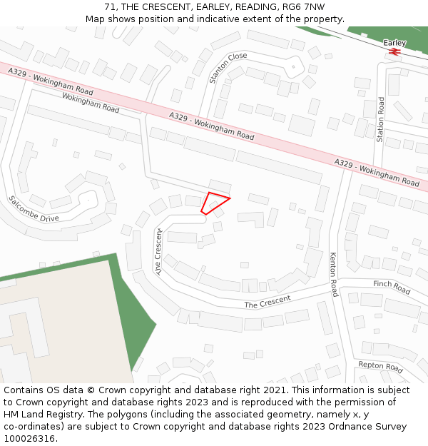 71, THE CRESCENT, EARLEY, READING, RG6 7NW: Location map and indicative extent of plot