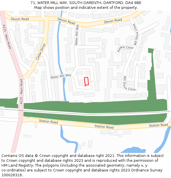 71, WATER MILL WAY, SOUTH DARENTH, DARTFORD, DA4 9BE: Location map and indicative extent of plot