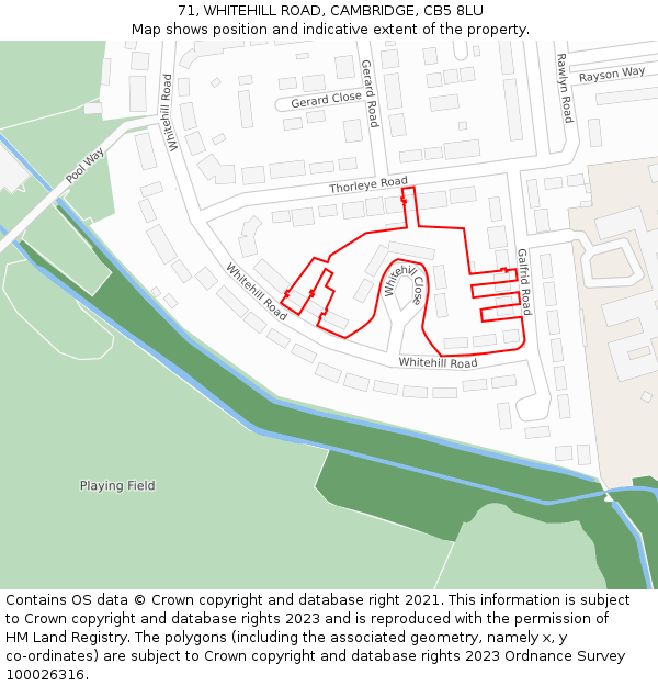 71, WHITEHILL ROAD, CAMBRIDGE, CB5 8LU: Location map and indicative extent of plot
