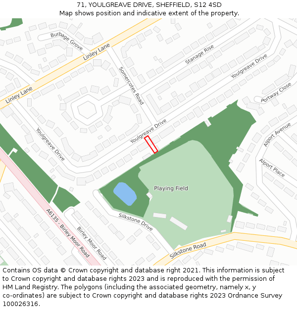71, YOULGREAVE DRIVE, SHEFFIELD, S12 4SD: Location map and indicative extent of plot