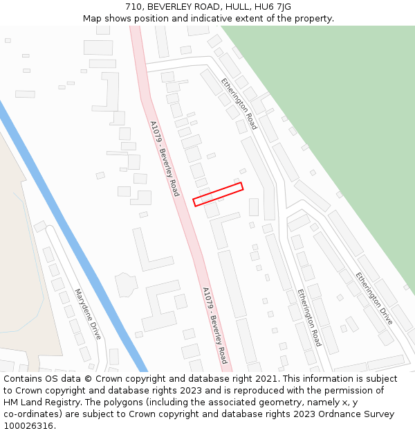 710, BEVERLEY ROAD, HULL, HU6 7JG: Location map and indicative extent of plot