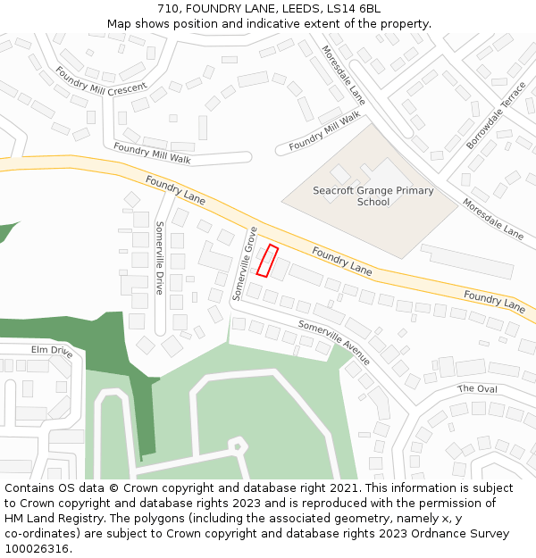 710, FOUNDRY LANE, LEEDS, LS14 6BL: Location map and indicative extent of plot