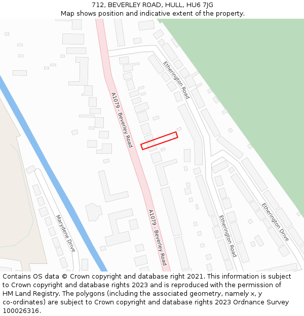 712, BEVERLEY ROAD, HULL, HU6 7JG: Location map and indicative extent of plot