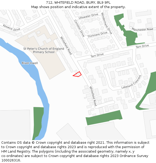 712, WHITEFIELD ROAD, BURY, BL9 9PL: Location map and indicative extent of plot