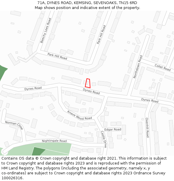 71A, DYNES ROAD, KEMSING, SEVENOAKS, TN15 6RD: Location map and indicative extent of plot