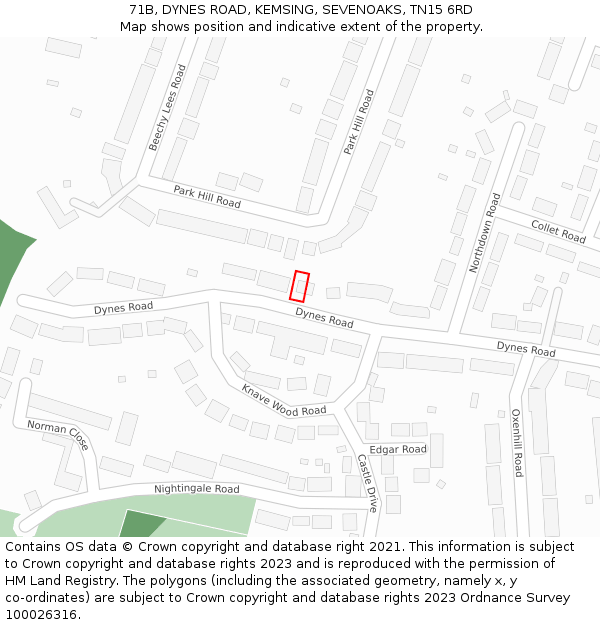71B, DYNES ROAD, KEMSING, SEVENOAKS, TN15 6RD: Location map and indicative extent of plot