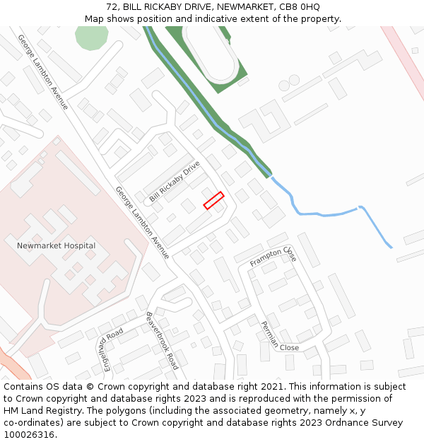 72, BILL RICKABY DRIVE, NEWMARKET, CB8 0HQ: Location map and indicative extent of plot