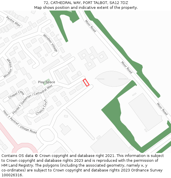 72, CATHEDRAL WAY, PORT TALBOT, SA12 7DZ: Location map and indicative extent of plot