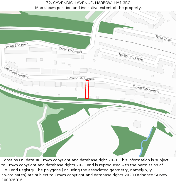 72, CAVENDISH AVENUE, HARROW, HA1 3RG: Location map and indicative extent of plot