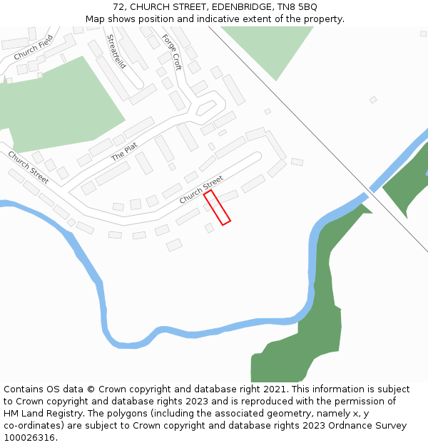 72, CHURCH STREET, EDENBRIDGE, TN8 5BQ: Location map and indicative extent of plot