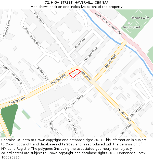 72, HIGH STREET, HAVERHILL, CB9 8AP: Location map and indicative extent of plot