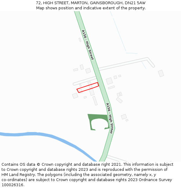 72, HIGH STREET, MARTON, GAINSBOROUGH, DN21 5AW: Location map and indicative extent of plot