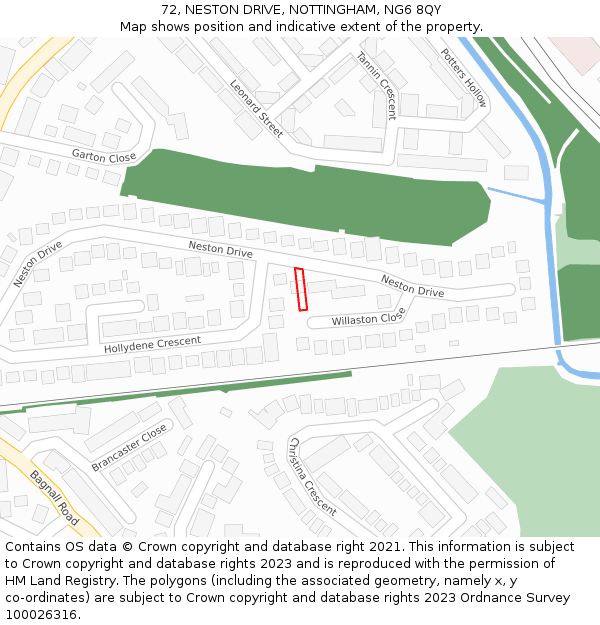 72, NESTON DRIVE, NOTTINGHAM, NG6 8QY: Location map and indicative extent of plot