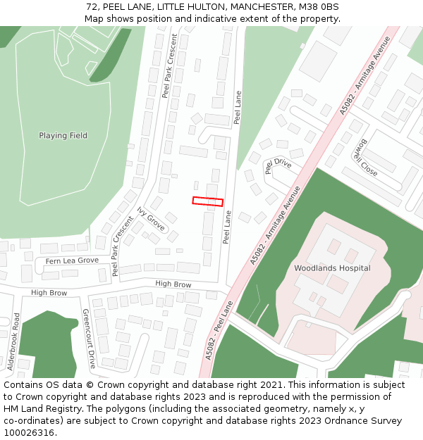 72, PEEL LANE, LITTLE HULTON, MANCHESTER, M38 0BS: Location map and indicative extent of plot
