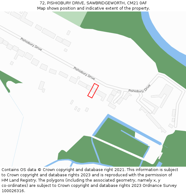 72, PISHIOBURY DRIVE, SAWBRIDGEWORTH, CM21 0AF: Location map and indicative extent of plot