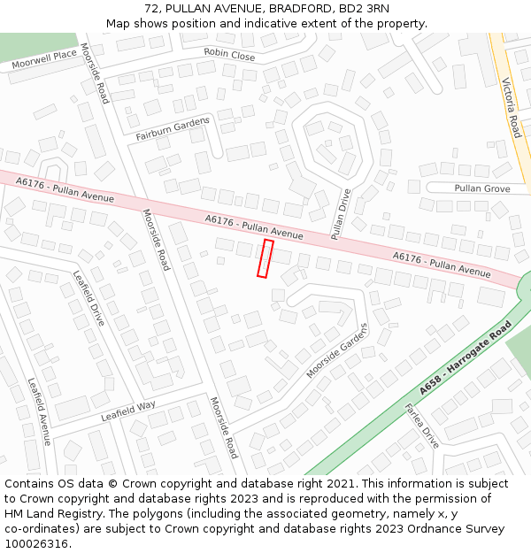 72, PULLAN AVENUE, BRADFORD, BD2 3RN: Location map and indicative extent of plot