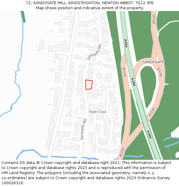72, SANDYGATE MILL, KINGSTEIGNTON, NEWTON ABBOT, TQ12 3PE: Location map and indicative extent of plot