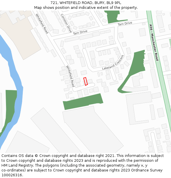 721, WHITEFIELD ROAD, BURY, BL9 9PL: Location map and indicative extent of plot