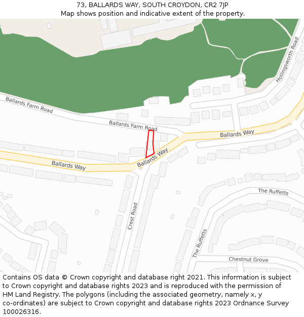 73, BALLARDS WAY, SOUTH CROYDON, CR2 7JP: Location map and indicative extent of plot