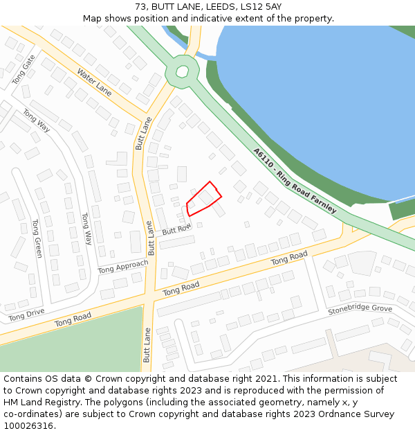 73, BUTT LANE, LEEDS, LS12 5AY: Location map and indicative extent of plot