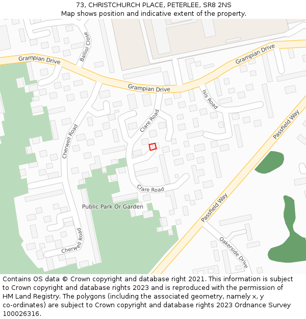73, CHRISTCHURCH PLACE, PETERLEE, SR8 2NS: Location map and indicative extent of plot