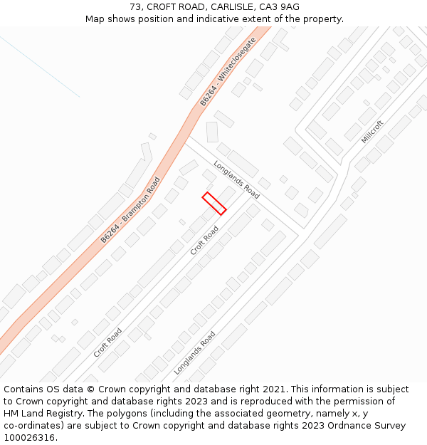 73, CROFT ROAD, CARLISLE, CA3 9AG: Location map and indicative extent of plot