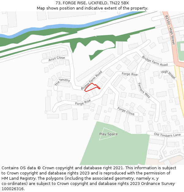73, FORGE RISE, UCKFIELD, TN22 5BX: Location map and indicative extent of plot