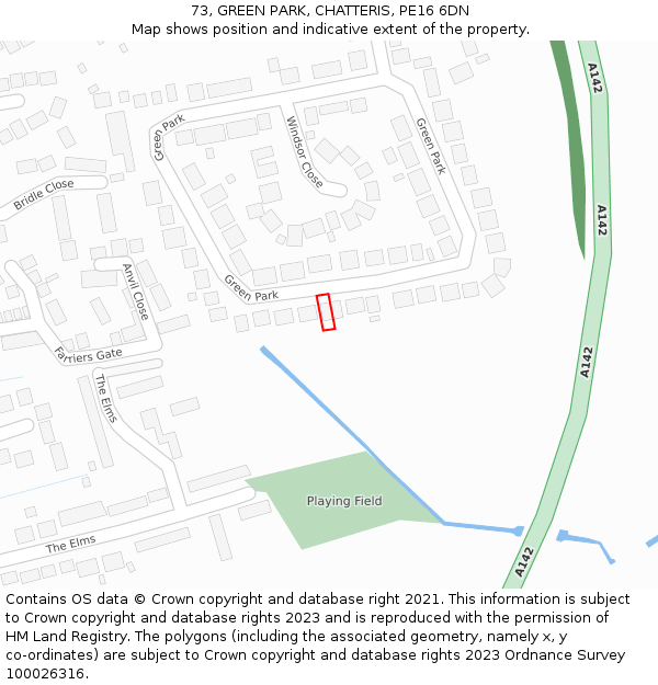 73, GREEN PARK, CHATTERIS, PE16 6DN: Location map and indicative extent of plot