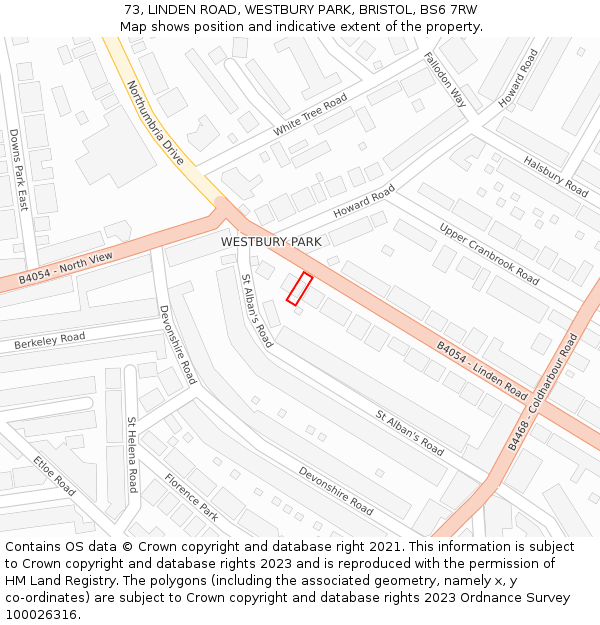 73, LINDEN ROAD, WESTBURY PARK, BRISTOL, BS6 7RW: Location map and indicative extent of plot