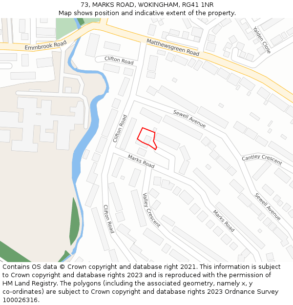 73, MARKS ROAD, WOKINGHAM, RG41 1NR: Location map and indicative extent of plot