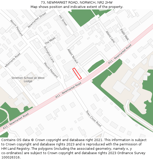 73, NEWMARKET ROAD, NORWICH, NR2 2HW: Location map and indicative extent of plot