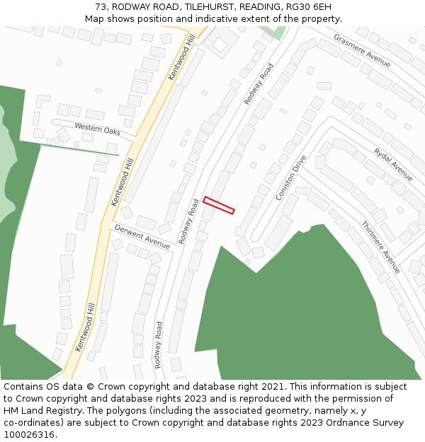 73, RODWAY ROAD, TILEHURST, READING, RG30 6EH: Location map and indicative extent of plot