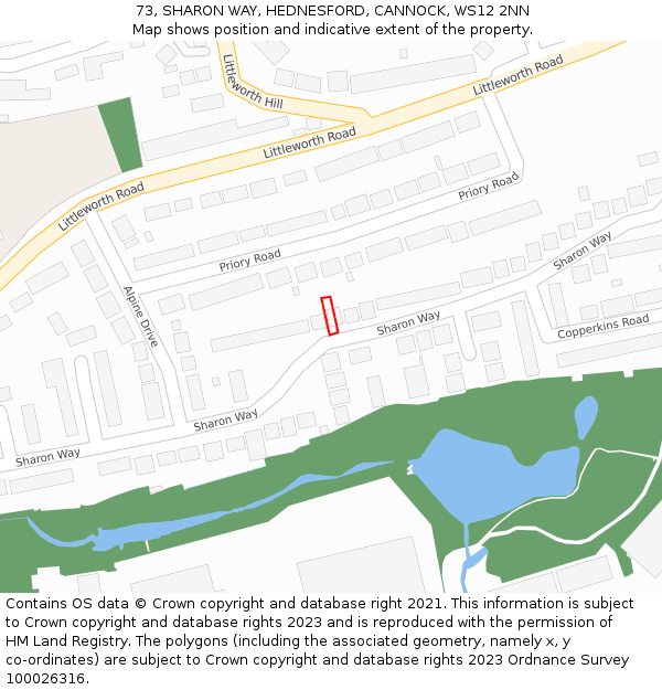 73, SHARON WAY, HEDNESFORD, CANNOCK, WS12 2NN: Location map and indicative extent of plot