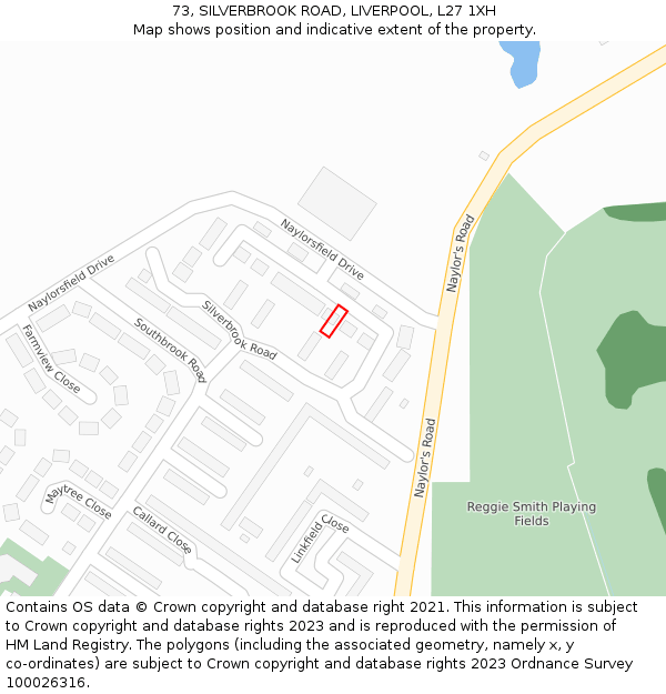 73, SILVERBROOK ROAD, LIVERPOOL, L27 1XH: Location map and indicative extent of plot