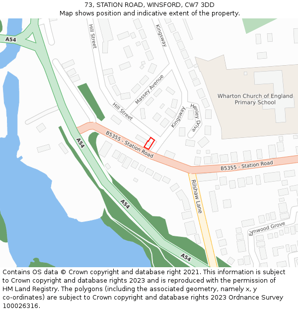 73, STATION ROAD, WINSFORD, CW7 3DD: Location map and indicative extent of plot