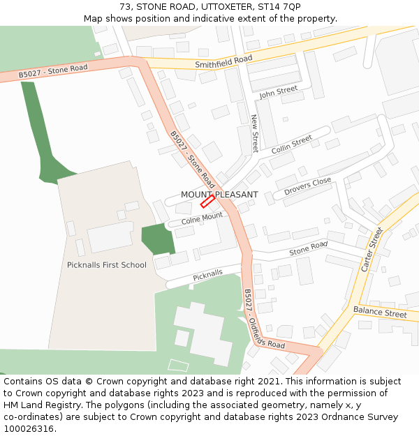 73, STONE ROAD, UTTOXETER, ST14 7QP: Location map and indicative extent of plot