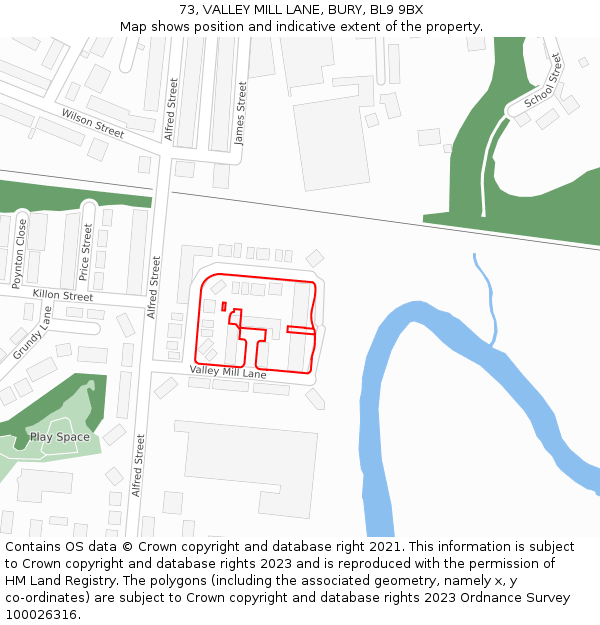 73, VALLEY MILL LANE, BURY, BL9 9BX: Location map and indicative extent of plot