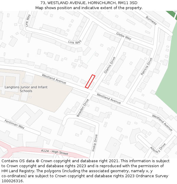 73, WESTLAND AVENUE, HORNCHURCH, RM11 3SD: Location map and indicative extent of plot