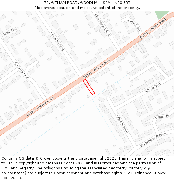 73, WITHAM ROAD, WOODHALL SPA, LN10 6RB: Location map and indicative extent of plot