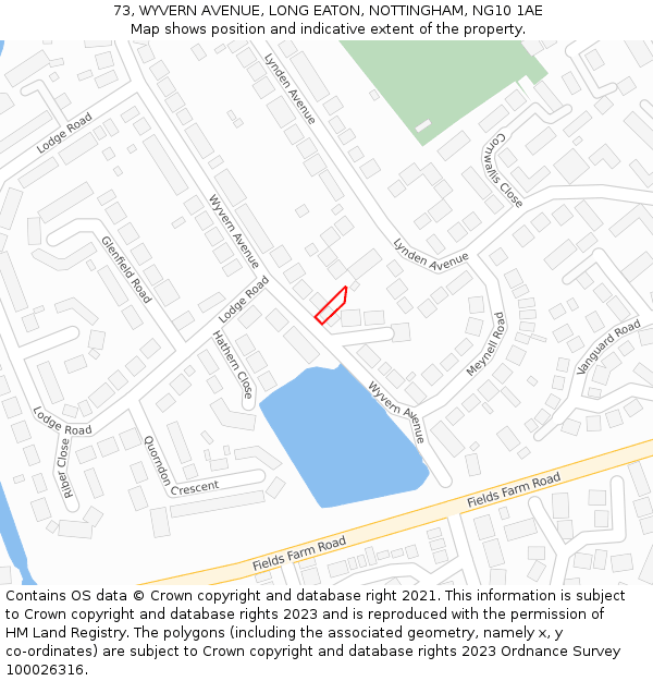 73, WYVERN AVENUE, LONG EATON, NOTTINGHAM, NG10 1AE: Location map and indicative extent of plot