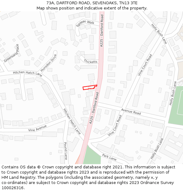 73A, DARTFORD ROAD, SEVENOAKS, TN13 3TE: Location map and indicative extent of plot